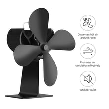 Carica l'immagine nel visualizzatore di Gallery, JOYOOO Ventilatore da camino,Ventola termica a 4 pale per Big leaf, Nero - Ilgrandebazar