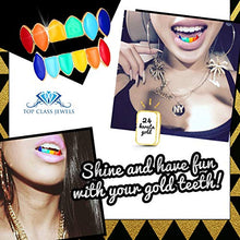 Carica l'immagine nel visualizzatore di Gallery, "Rainbow Grillz with Fangs for Mouth Top Bottom Hip Hop Teeth Grills for... - Ilgrandebazar