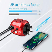 Carica l'immagine nel visualizzatore di Gallery, Milool Adattatore Universale da Viaggio con QC3.0 Quick Charge 2 Porte Rosso - Ilgrandebazar