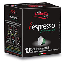 Carica l'immagine nel visualizzatore di Gallery, Caffè Trombetta L'Espresso, Capsule Compatibili Nespresso, Più Crema - 10...