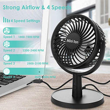 Carica l'immagine nel visualizzatore di Gallery, Mini Ventilatore USB da Tavolo a 4 Velocità Portatile Silenzioso, Rotazione...
