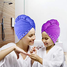 Carica l'immagine nel visualizzatore di Gallery, esafio - Confezione da 2 Asciugamani per Capelli in Morbida Blu + Viola Scuro - Ilgrandebazar