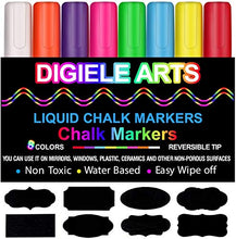 Carica l'immagine nel visualizzatore di Gallery, Pennarelli Gesso Liquido di DIGIELE, 8 Colori Assortiti Brillanti con 32... - Ilgrandebazar