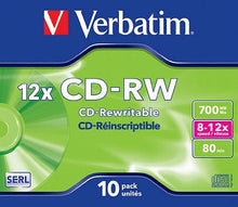 Carica l'immagine nel visualizzatore di Gallery, Verbatim CD-RW 12x 80 Min 700MB, Confezione da 10 pezzi
