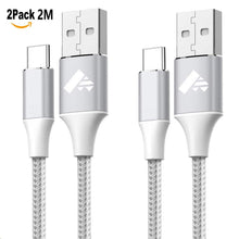 Carica l'immagine nel visualizzatore di Gallery, Cavo USB C, Tipo C 2M 2Pezzi Nylon Intrecciato Caricabatterie... - Ilgrandebazar
