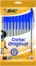 Carica l'immagine nel visualizzatore di Gallery, Bic Cristal Original Punta Media 1 mm Confezione 10 Penne Colore Blu - Ilgrandebazar