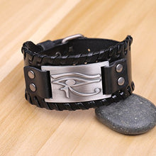 Carica l'immagine nel visualizzatore di Gallery, TEAMER vintage amuleto occhio di Horus Leather Antique Silver,black - Ilgrandebazar