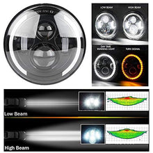 Carica l'immagine nel visualizzatore di Gallery, Qiilu Lampada Frontale a LED da 7 Pollici 150W Halo Light, Auto e Moto...