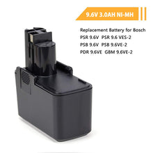 Carica l'immagine nel visualizzatore di Gallery, POWERGIANT 9.6V 3.0AH NiMH Batteria per Bosch GSB 9.6VES-2, Nero