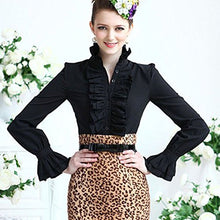 Carica l'immagine nel visualizzatore di Gallery, Loralie Camicia Donna Elegante Manica Lunga Blusa Vintage con L, nero - Ilgrandebazar
