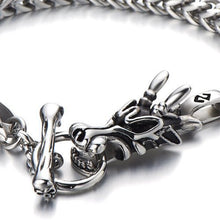 Carica l'immagine nel visualizzatore di Gallery, COOLSTEELANDBEYOND Biker Braccialetto del Drago, Bracciale da Uomo, Argento - Ilgrandebazar