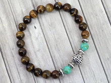 Carica l'immagine nel visualizzatore di Gallery, Bracciale per gli uomini in perle di occhio tigre e perla Turchese... - Ilgrandebazar