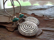 Carica l'immagine nel visualizzatore di Gallery, ✿ SPIRALE BOHO ETNO NATURAL STONE ✿ orecchini gancio lunghe con rondella di...