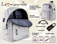 Carica l'immagine nel visualizzatore di Gallery, Leonardo Zaino Casual Classico con Lucchetto, Imbottito per Tablet, Nero
