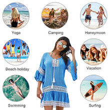 Carica l'immagine nel visualizzatore di Gallery, Tuopuda Abito da Spiaggia Donna Mare Boemo Copricostumi Bagno Costume Blu