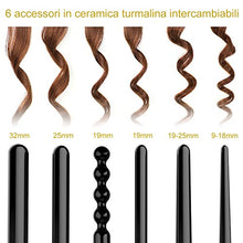 Carica l'immagine nel visualizzatore di Gallery, LOETAD Ferro Arricciacapelli 6-in-1 Schermo LCD Temperatura Regolabile 80°C... - Ilgrandebazar