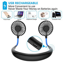 Carica l'immagine nel visualizzatore di Gallery, Ventilatore Portatile,Ventilatore Indossabile da Collo Nero Blu (Nuovo)