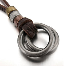 Carica l'immagine nel visualizzatore di Gallery, Mendino Ciondolo da uomo a doppio cerchio in lega d'argento con collana in... - Ilgrandebazar
