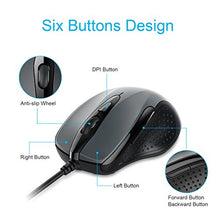 Carica l'immagine nel visualizzatore di Gallery, TECKNET PRO S2 Mouse USB con Cavo, 6 Pulsanti, DPI Regolabile Alto, Grigio