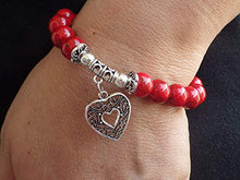Carica l'immagine nel visualizzatore di Gallery, Bracciale da donna in perle di turchese rosso con pendente argento... - Ilgrandebazar