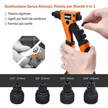 Carica l'immagine nel visualizzatore di Gallery, Rivettatrice Manuale, JUEMEL Pistola per Rivetti con 4 Teste... - Ilgrandebazar