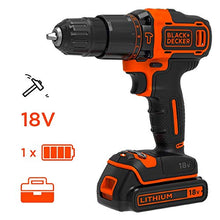 Carica l'immagine nel visualizzatore di Gallery, Black+Decker BDCHD18K-QW Trapano/Avvitatore con Percussione, 18 W, 1 Batteria