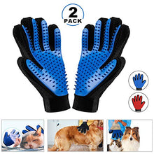 Carica l'immagine nel visualizzatore di Gallery, DAOXU 2 Pezzi Guanto a Spazzola per Cani Gatti Massaggio e Pulizia blu-2
