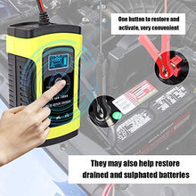 Carica l'immagine nel visualizzatore di Gallery, KKmoon Caricabatteria per Auto da 12V 6A, Caricabatterie Intelligente Giallo