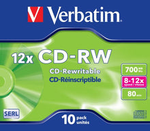 Carica l'immagine nel visualizzatore di Gallery, Verbatim CD-RW 12x 80 Min 700MB, Confezione da 10 pezzi