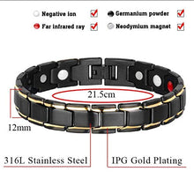Carica l'immagine nel visualizzatore di Gallery, Magnetico bracciale per uomo, oro nero titanio acciaio terapia magnetica... - Ilgrandebazar