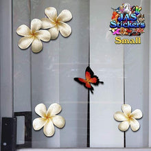 Carica l'immagine nel visualizzatore di Gallery, Fiore frangipani plumeria bianca doppio + farfalla adesivi auto autoadesivi... - Ilgrandebazar