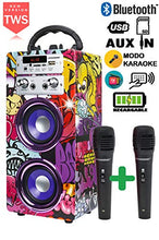 Carica l'immagine nel visualizzatore di Gallery, DYNASONIC 025 -Cassa Bluetooth Altoparlante Karaoke 10W | 2 Microfoni