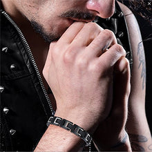 Carica l'immagine nel visualizzatore di Gallery, COOLMAN - Bracciale da uomo, Braccialetto in acciaio Argento + Nero - Ilgrandebazar