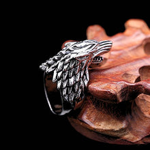 Carica l'immagine nel visualizzatore di Gallery, V-zone Ice Wolf in Acciaio Inox Argento Anello Inspired by Game of Thrones - Ilgrandebazar