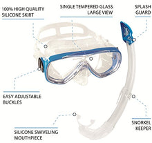 Carica l'immagine nel visualizzatore di Gallery, Cressi Onda Mare Combo Set Maschera Sub e Snorkel Mexico Trasparente/Blu