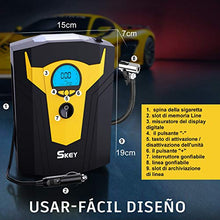 Carica l'immagine nel visualizzatore di Gallery, SKEY Compressore Aria Portatile Auto, 12V 150 PSI Mini Pompa Elettrica nero