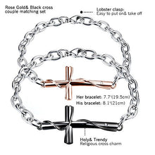 Carica l'immagine nel visualizzatore di Gallery, Cupimatch Coppia Lovers Braccialetto Bracciale Acciaio Inox Croce Nero Oro(1... - Ilgrandebazar