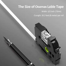 Carica l'immagine nel visualizzatore di Gallery, Nastri Oozmas Compatibile In sostituzione di Brother 12mm, Nero sur Bianco - Ilgrandebazar