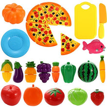 Carica l'immagine nel visualizzatore di Gallery, NIWWIN 24 PCS Gioca Set di Cibo per Bambini Tagliere in plastica Pizza e...