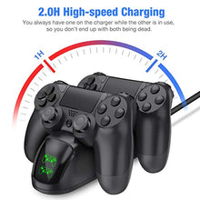 Carica l'immagine nel visualizzatore di Gallery, BEBONCOOL PS4 Controller Charger con LED Cavo USB Doppia Stazione di...