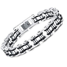 Carica l'immagine nel visualizzatore di Gallery, Faysting EU Bracciale catena in acciaio inox moto personalizzata Nero Argento - Ilgrandebazar