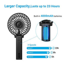 Carica l'immagine nel visualizzatore di Gallery, EasyAcc Mini Ventilatore Portatile USB, 3350mAh Batteria 3350mah, Nero
