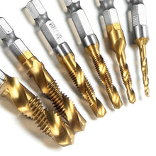 Carica l'immagine nel visualizzatore di Gallery, Qibaok 6 pezzi punte trapano Maschi Countersink Tap HSS Imposta combinazione...