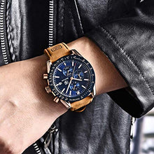 Carica l'immagine nel visualizzatore di Gallery, Benyar impermeabile cronografo orologi moda casual cinturino Marrone Blu - Ilgrandebazar