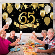 Carica l'immagine nel visualizzatore di Gallery, 65esimo Compleanno Decorazione in Oro Nero, Grande Tessuto Fondale Nero...