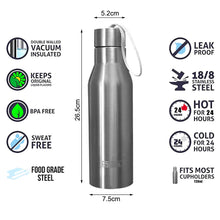 Carica l'immagine nel visualizzatore di Gallery, centtechi Bottiglia Termica Acciaio Inox,720ml 24 Ore Freddo 720ML, argento - Ilgrandebazar