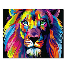 Carica l'immagine nel visualizzatore di Gallery, BOSHUN Dipingere con i Numeri Kit pennelli e senza telaio, Leone Colorato - Ilgrandebazar