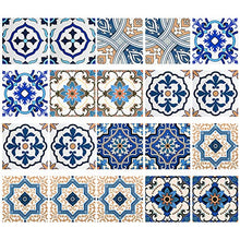 Carica l'immagine nel visualizzatore di Gallery, Irich 20 Pezzi 20x20 Adesivi per Piastrelle, Impermeabile 20*20CM, Fiore Blu