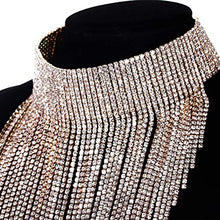 Carica l'immagine nel visualizzatore di Gallery, EVER FAITH Collana Donna, Cristallo Bib Statement Lunga Trasparente Oro Fondo - Ilgrandebazar