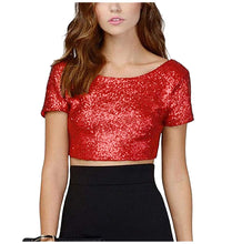 Carica l'immagine nel visualizzatore di Gallery, keland - Maglietta da Donna, Sexy, con Paillettes, Scollo a V XL, Rosso - Ilgrandebazar